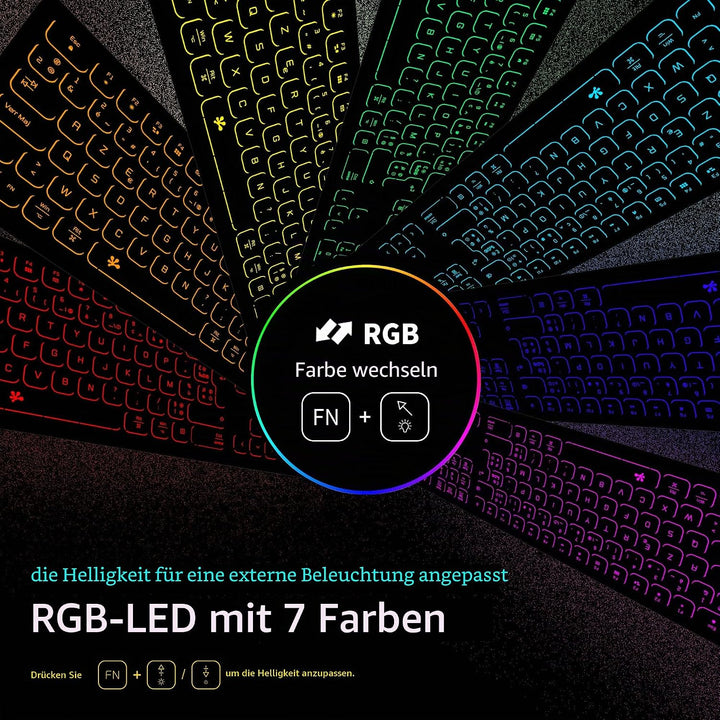 B.FRIENDIT Tastatur mit Hintergrundbeleuchtung, kabelgebunden, Slim – mit Aluminiumgehäuse, Ziffernb