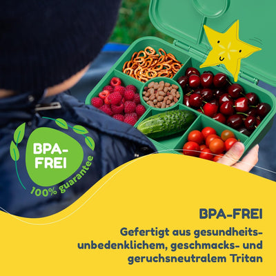 schmatzfatz Lunchbox, Unterteilte Brotdose Kinder, Lunchbox mit Fächern, Bunte Bento-Box für Schule