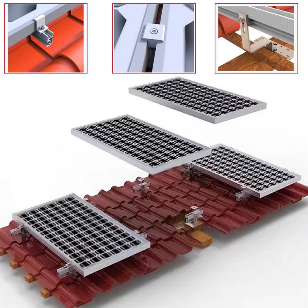 Solarmodul Halterung,Ziegeldach Solarpanel Halterung Dachhalterung für Aufachmontage Solar PV,Montag