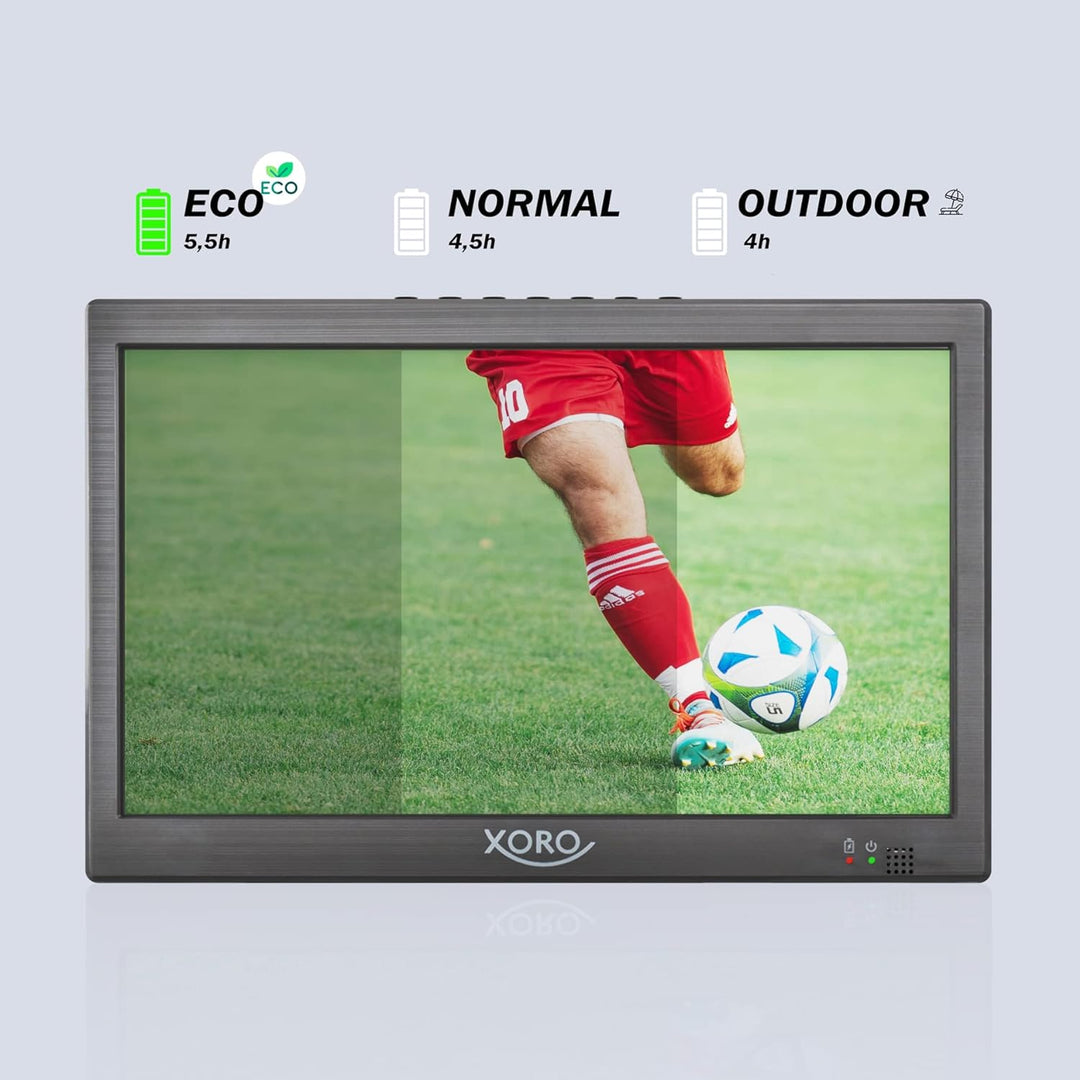Xoro PTL 1015 V2-10.1 Zoll Tragbarer Fernseher mit DVB-T2 H.265/HEVC Tuner, 3500 mAh Akku, USB 2.0 M