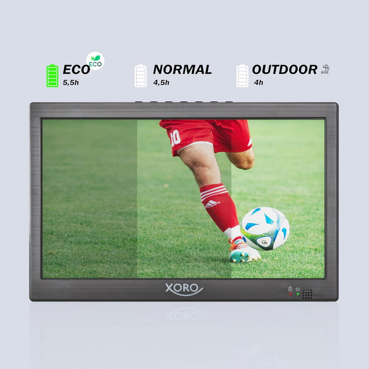 Xoro PTL 1015 V2-10.1 Zoll Tragbarer Fernseher mit DVB-T2 H.265/HEVC Tuner, 3500 mAh Akku, USB 2.0 M