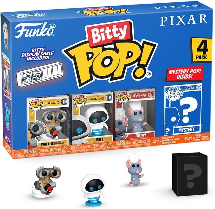Funko Bitty Pop! Pixar - Wall-E 4PK - Wall-E, EVE, MO und eine Überraschungs-Mini-Figur - 0.9 Inch