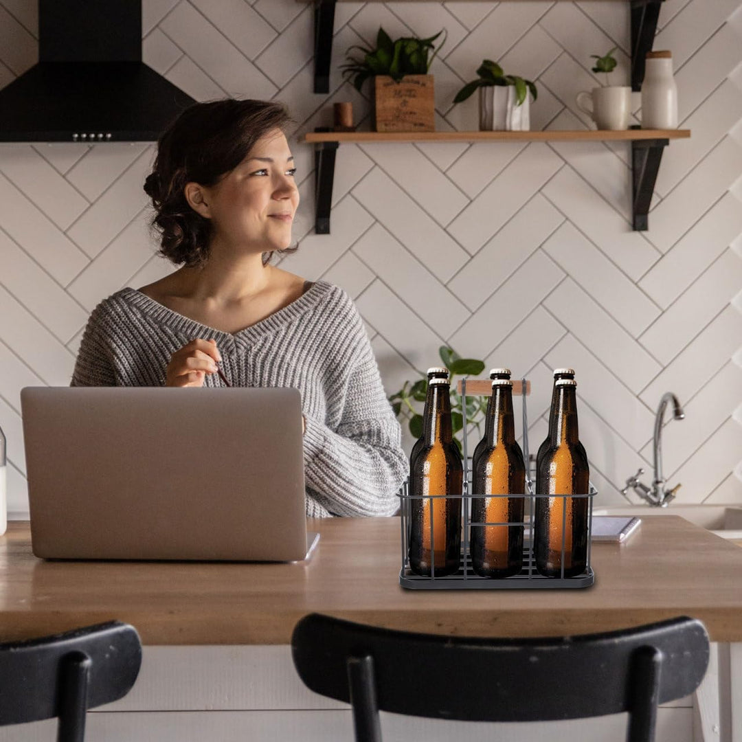 BESTonZON Metall Bierflaschenhalter Mit Griff Tragbarer Flaschenträger Für Zuhause Bar Restaurant Ro