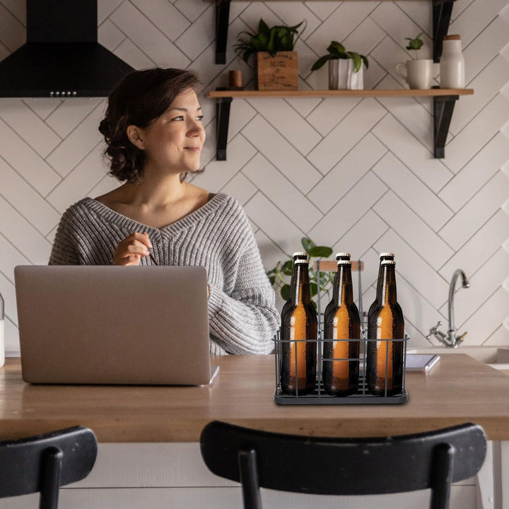 BESTonZON Metall Bierflaschenhalter Mit Griff Tragbarer Flaschenträger Für Zuhause Bar Restaurant Ro