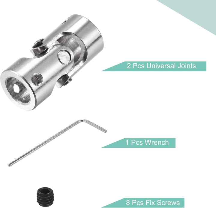 sourcing map 2 Stück Drehbare Kreuzgelenk Wellenkupplung 10mm bis 10mm Innendurchm. L35 x D16 mit Sc