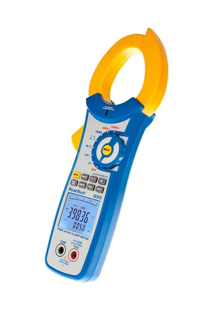 PeakTech 1655 – True RMS Stromzange 1500A AC/DC, 40000 Counts, Digital Multimeter, Zangenmessgerät,