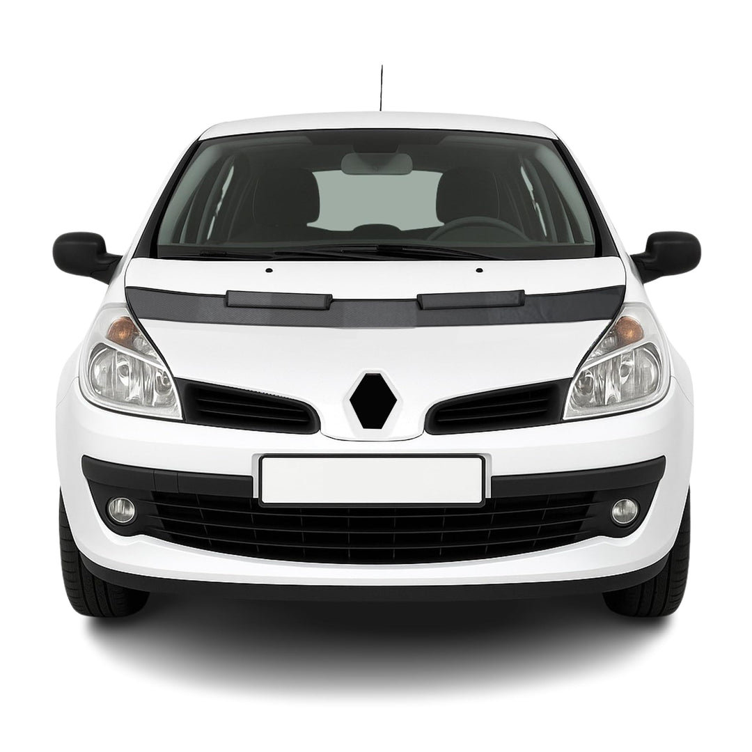 Haubenbra Steinschlagschutzmaske kompatibel mit Renault Clio 2006-2010 Schwarz-Grau kariert