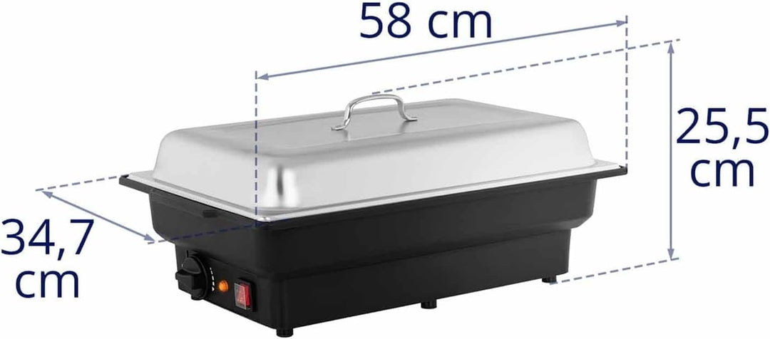 Royal Catering RCCD-1/1-65-KS-E Chafing Dish Warmhaltebehälter Speisewärmer Elektrisch (900 W, 30–90