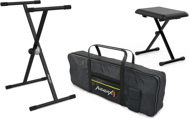 Audibax Onyx Pack de Soporte Teclado/Piano + Banqueta + Funda Teclado 61 Teclas
