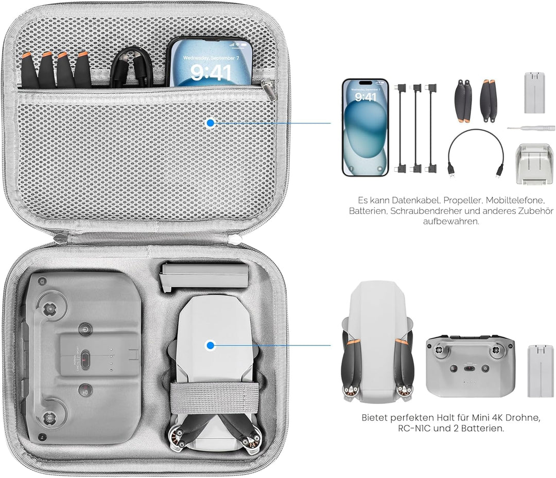 FPVtosky Mini 4K Tasche Kompakter Koffer für DJI Mini 2 SE/4K Drohne Zubehör Tragetasche Mit Steuerk