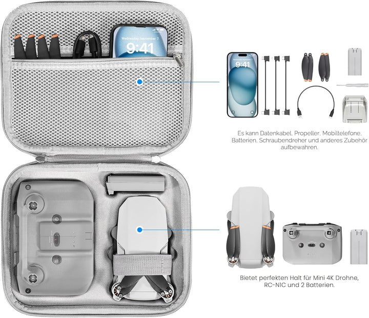 FPVtosky Mini 4K Tasche Kompakter Koffer für DJI Mini 2 SE/4K Drohne Zubehör Tragetasche Mit Steuerk