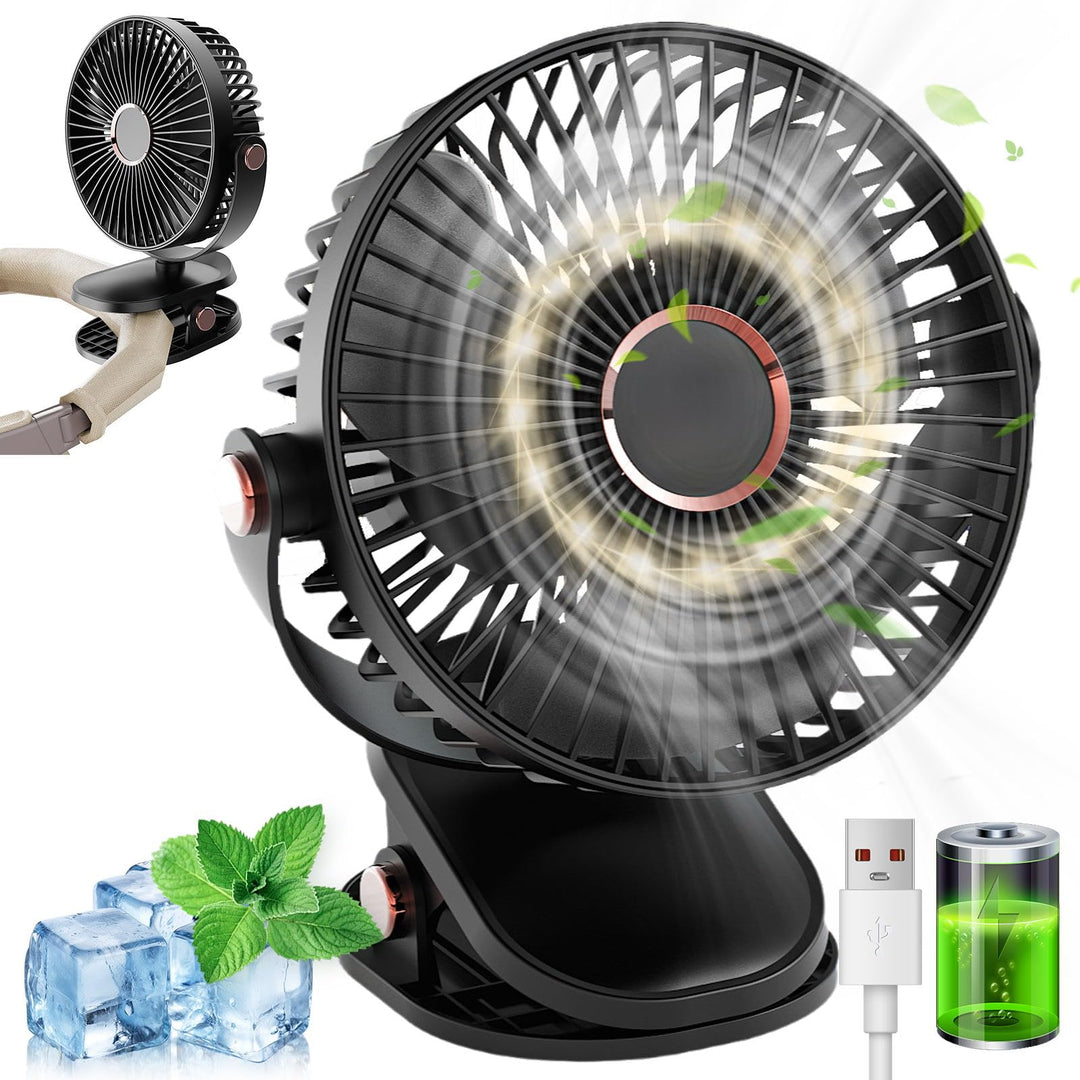 MUXIWOM Kleiner Tischventilator, 5000 mAh, Mini-USB-Ventilator, leise, 5 Geschwindigkeitsstufen, 720