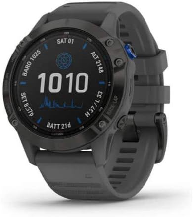 Garmin Fenix 6 Pro Solar Multisport GPS-Uhr mit Solarladefunktionen, erweiterte Trainingsfunktionen