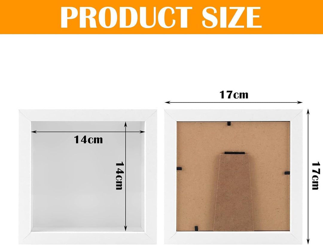 MIVIDE 3D Bilderrahmen zum Befüllen Weiss, 15 x 15 cm Rahmen Tiefer, 5 Stück | MDF-Material, Aufhäng