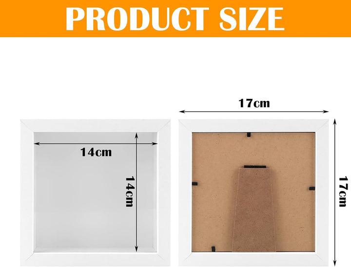 MIVIDE 3D Bilderrahmen zum Befüllen Weiss, 15 x 15 cm Rahmen Tiefer, 5 Stück | MDF-Material, Aufhäng
