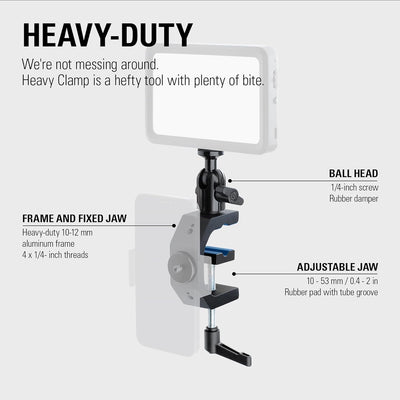 Elgato Heavy Clamp – Profi-Halterung mit Kugelgelenkkopf und Vier ¼-Gewinden, ultrasicher und robust