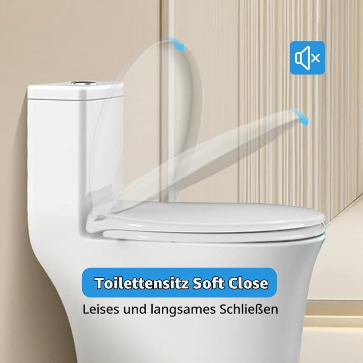 Toilettendeckel mit Absenkautomatik, WC Sitz Quick Release Funktion und Softclose Einfache Montage K