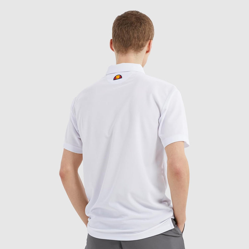 Ellesse Herren Bertola Anti-Odour-Feuchtigkeitsdocht 3-Knopf-Golf Polo-Hemd S Weiss, S Weiss