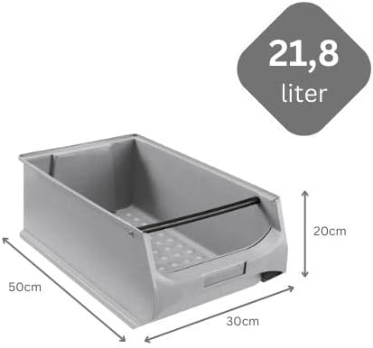 SparSet 5x Graue Sichtlagerbox 5.1 mit Griffstange | HxBxT 20x30x50cm | 21,8 Liter | Sichtlagerbehäl