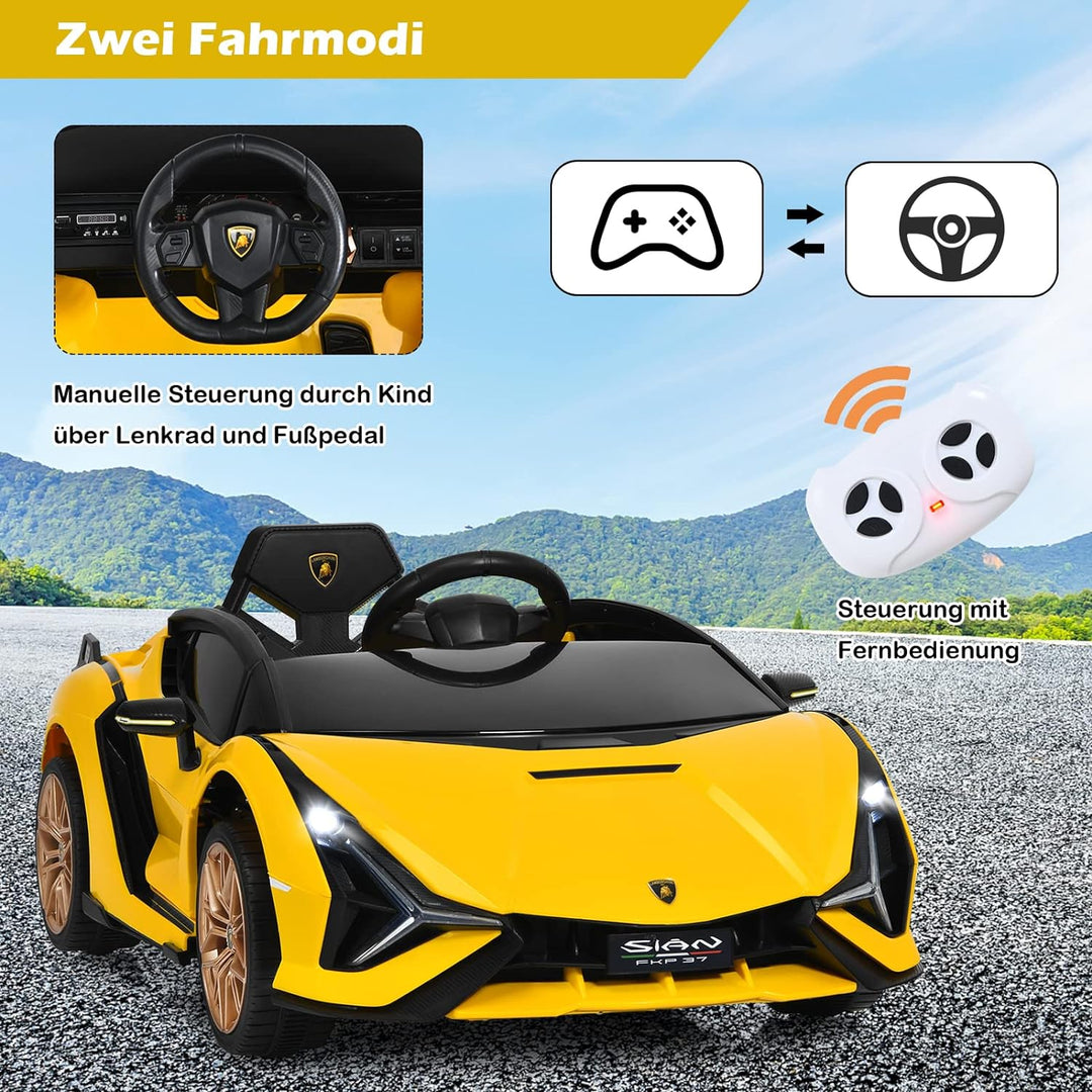 GOPLUS Kinder Elektroauto Lamborghini mit Fernbedienung, Kinderfahrzeug, Bluetooth USB & TF-Karte Sc