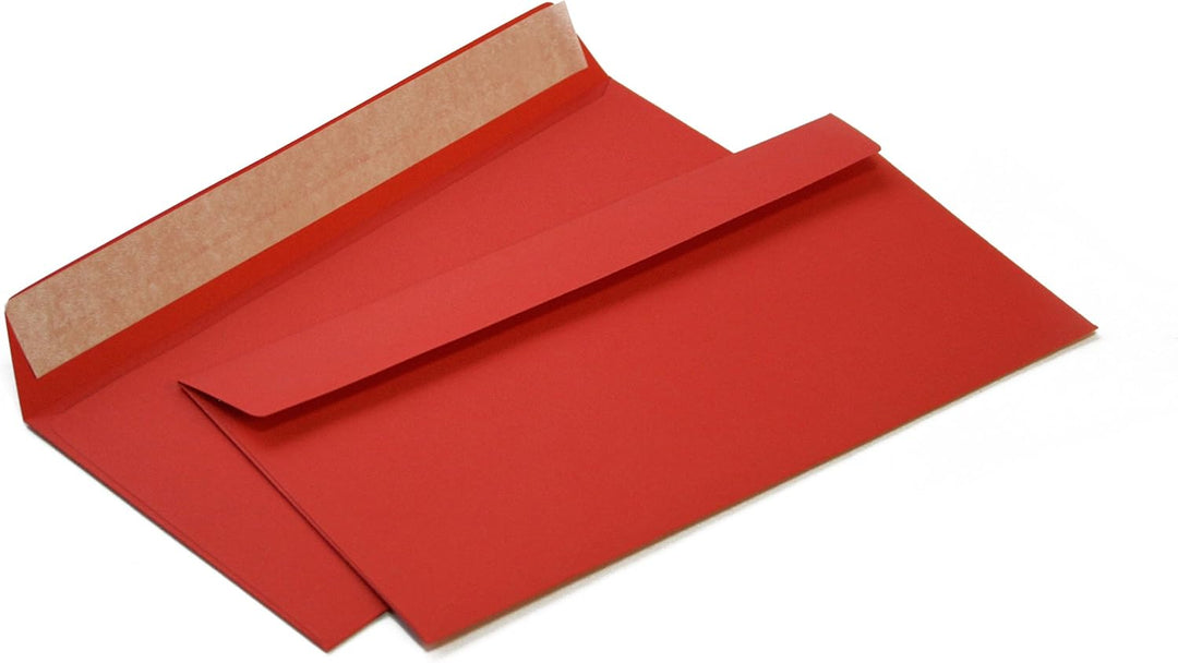 Briefumschläge DIN lang C6/5 114x229 mm rot 120 g/m² ohne Fenster haftklebend (Artikel: 206A) (100)