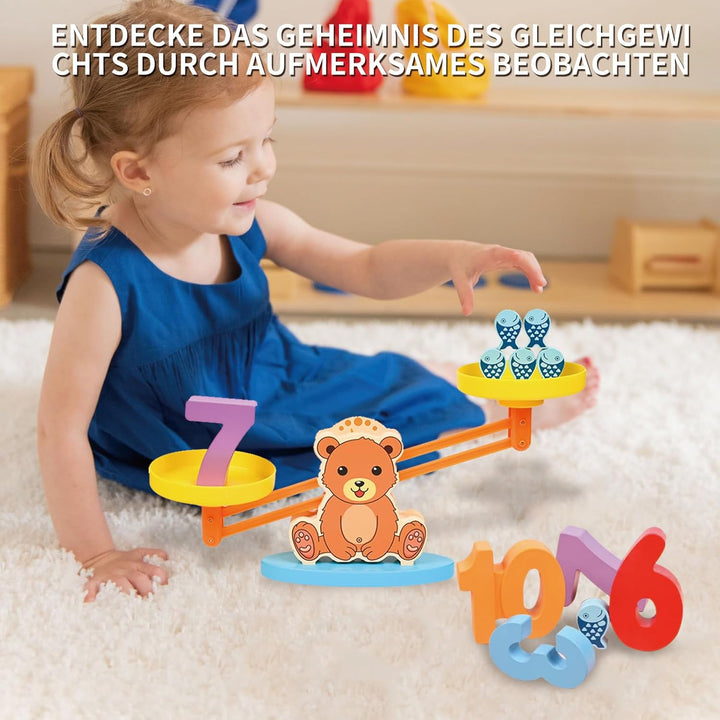 Montessori Spielzeug 3 4 5 Jahre, Mathe Waage, Spiele ab 3 Jahre, Holzspielzeug, Motorikspielzeug, L