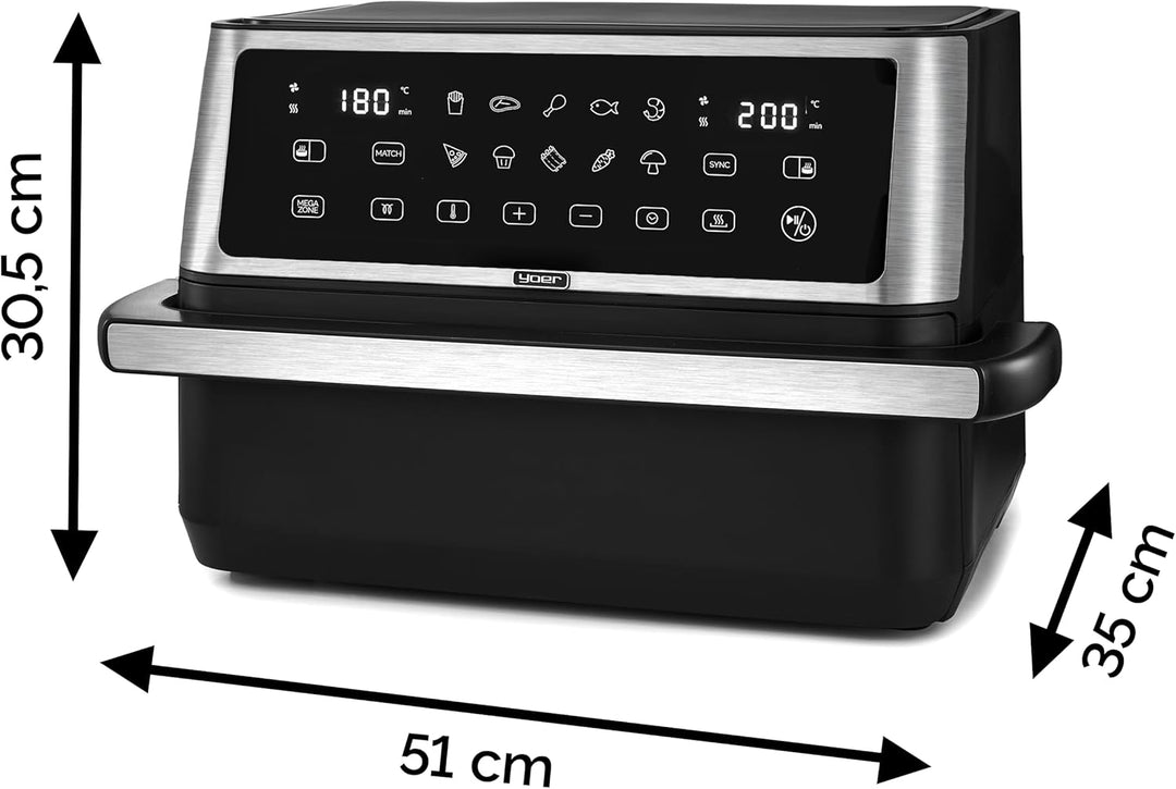 Yoer Heissluftfritteuse, 11L Airfryer, 6-in-1, 12 automatische Programme, Spülmaschinenfester Korb,