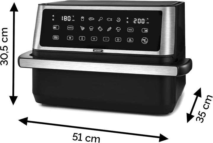 Yoer Heissluftfritteuse, 11L Airfryer, 6-in-1, 12 automatische Programme, Spülmaschinenfester Korb,