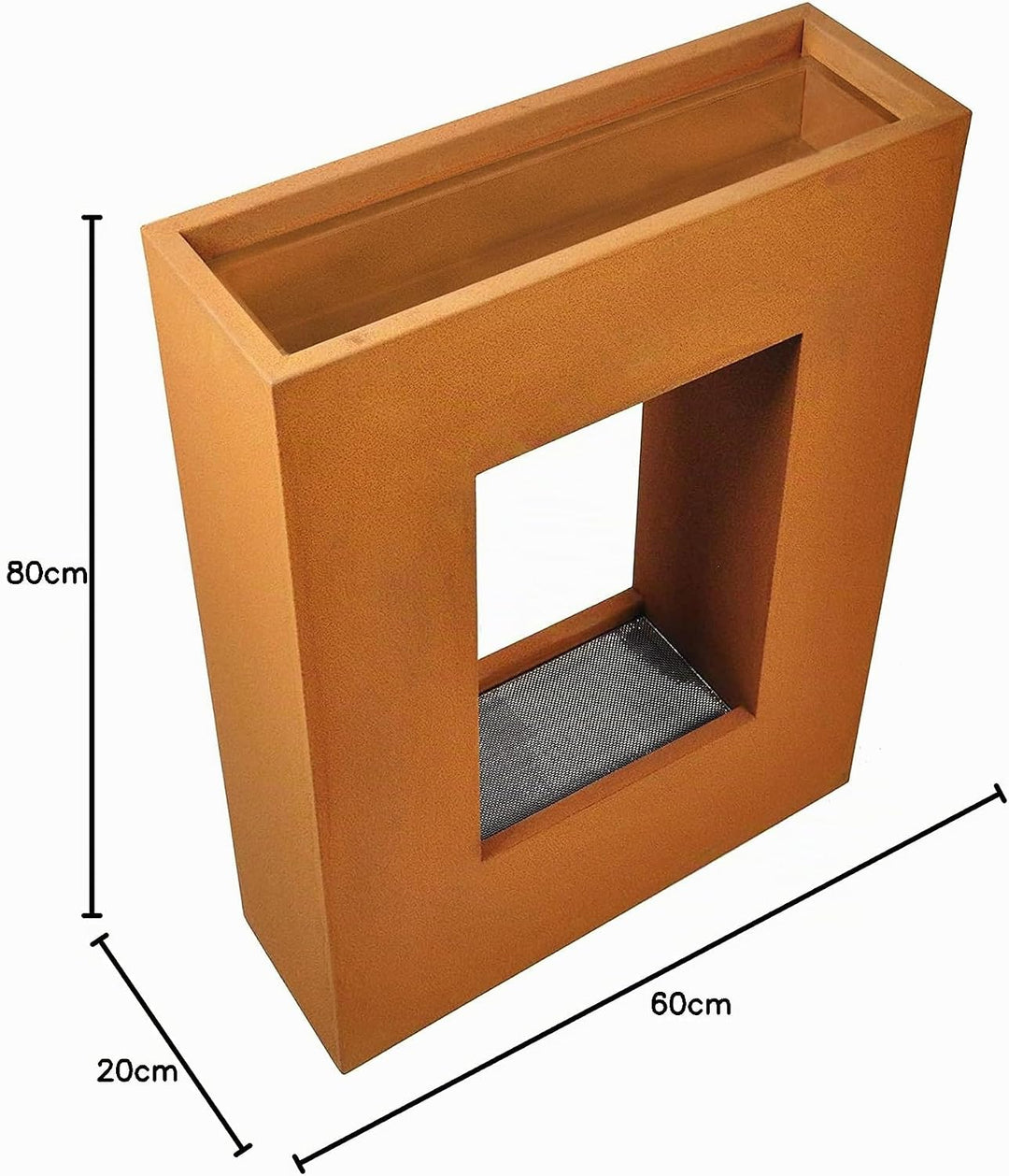 KÖHKO® Wasservorhang-Brunnen bepflanzbar mit LED-Beleuchtung Höhe 80 cm aus Cortenstahl mit Edelstah
