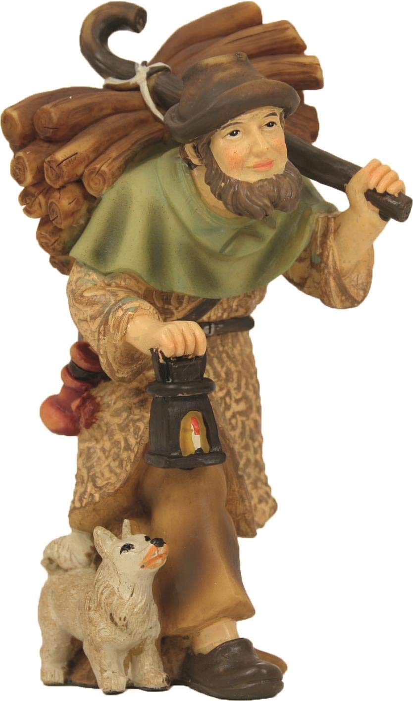 Krippenfigur Hirte mit Holz und Laterne passend für 11cm Figuren (444444635285031)