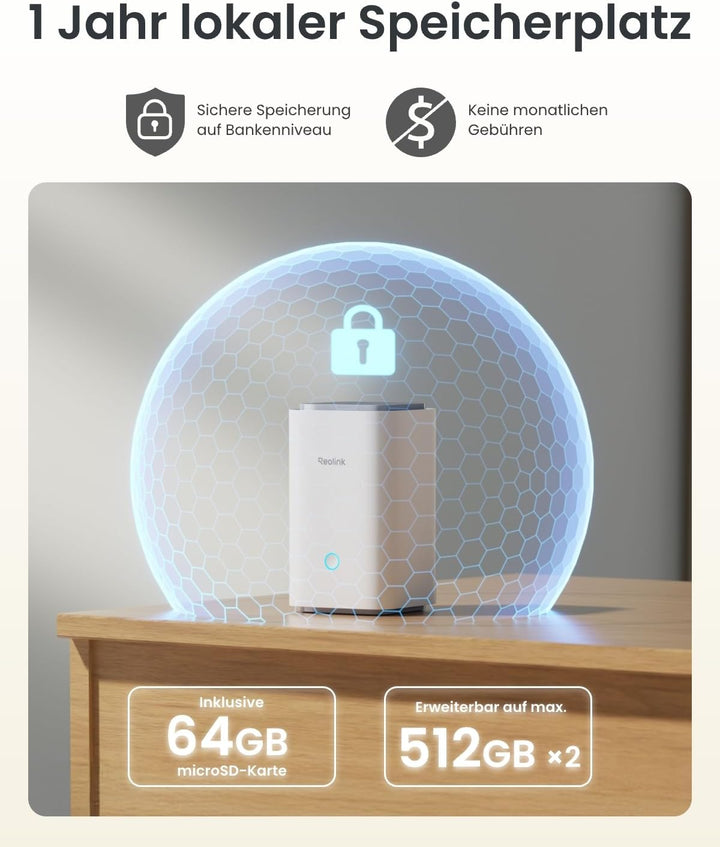 Reolink 4K PT Solar Überwachungskamera Aussen Set Outdoor Akku mit Home Hub, 360° Schwenkbare, Farbn