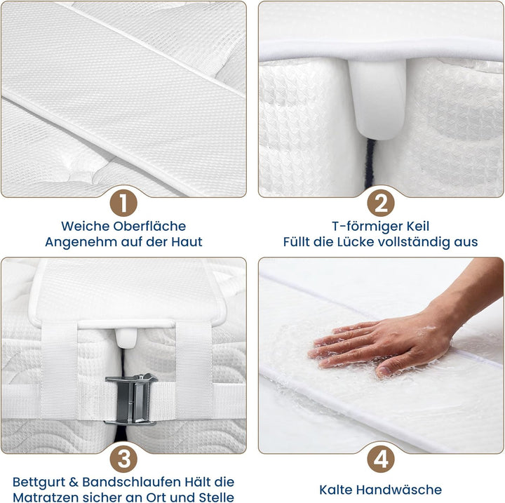 FeelAtHome 25,5 cm Liebesbrücke zum Verbinden von Zwei Einzelbetten zu einem Doppelbett - Matratzenk