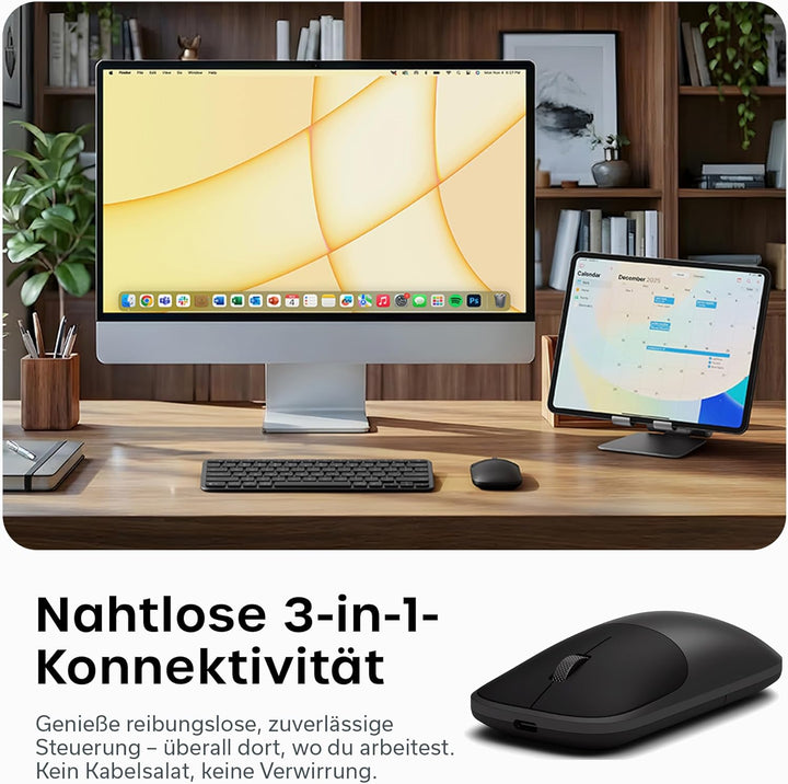 SATECHI Slim EX Kabellose Computermaus, Multi Device Bluetooth & 2,4-GHz für macOS, Windows, iPadOS