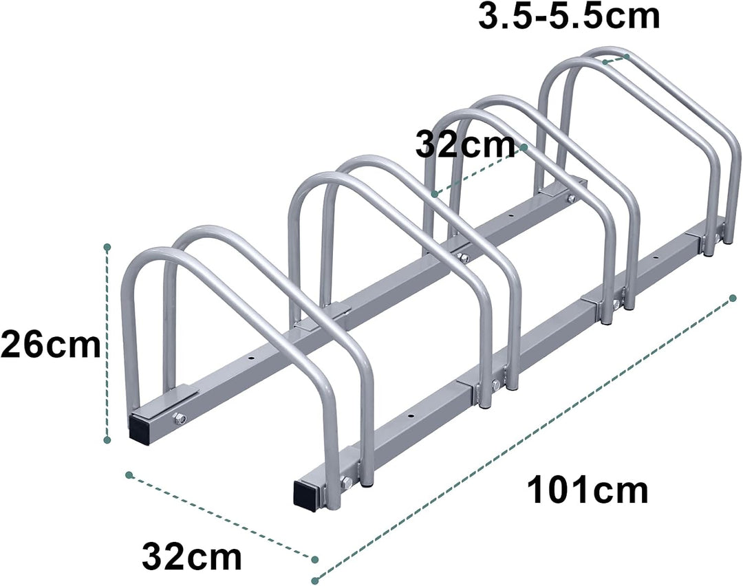 Izrielar Fahrradständer, Für 4 Fahrräder 35-55 mm Reifenbreite, Boden und Wandmontage, Mehrfachständ