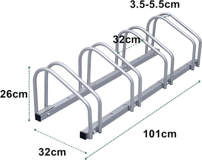 Ikodm Fahrradständer für 4 Fahrräder 35-55 mm Reifenbreite Mehrfachständer Aufstellständer Radstände