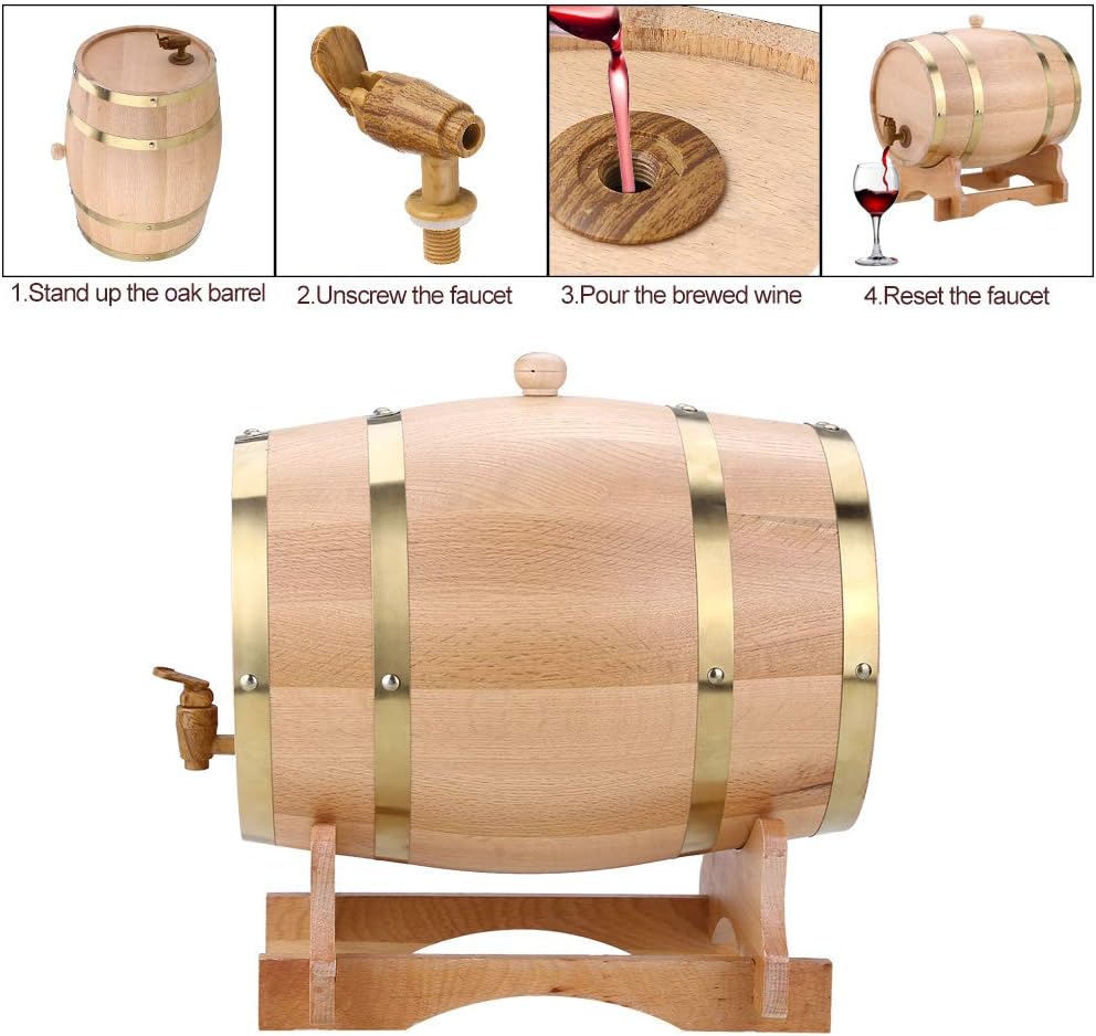 Weinfass aus Eichenfass, personalisierbar, 10 l, Vintage-Stil, für Whisky, Bourbon, Tequila, Rum, he