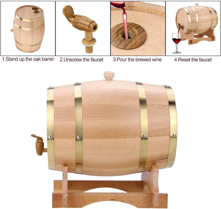 Weinfass aus Eichenfass, personalisierbar, 10 l, Vintage-Stil, für Whisky, Bourbon, Tequila, Rum, he