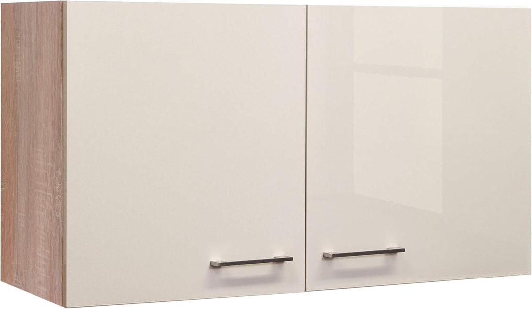 Flex Well Hängeschrank Nepal - Küchenschrank - 2-türig - Breite 100 cm - Creme glänzend/Eiche Sonoma