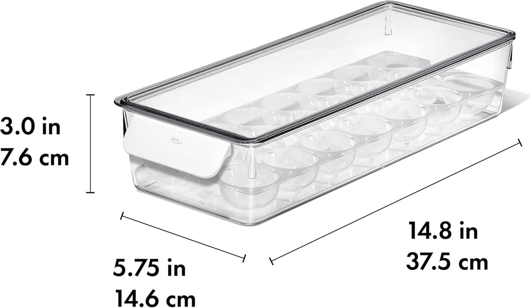 OXO 13346500 Eierbehälter mit herausnehmbarem Tablett, Kunststoff, transparent, Eierbehälter