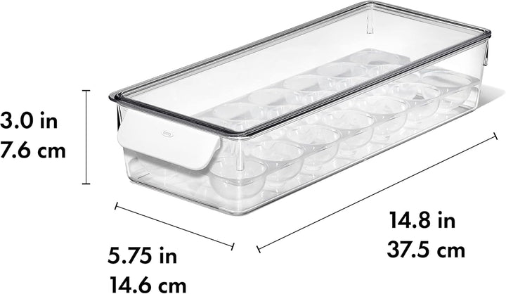 OXO 13346500 Eierbehälter mit herausnehmbarem Tablett, Kunststoff, transparent, Eierbehälter