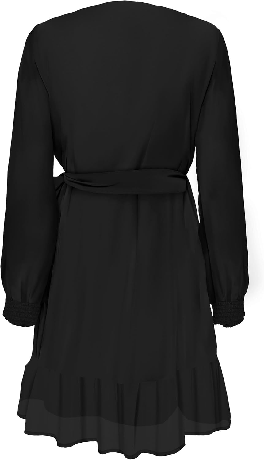 ONLY Damen Wickelkleid ONLSTAR Life L/S WRAP Dress PTM, Schwarz