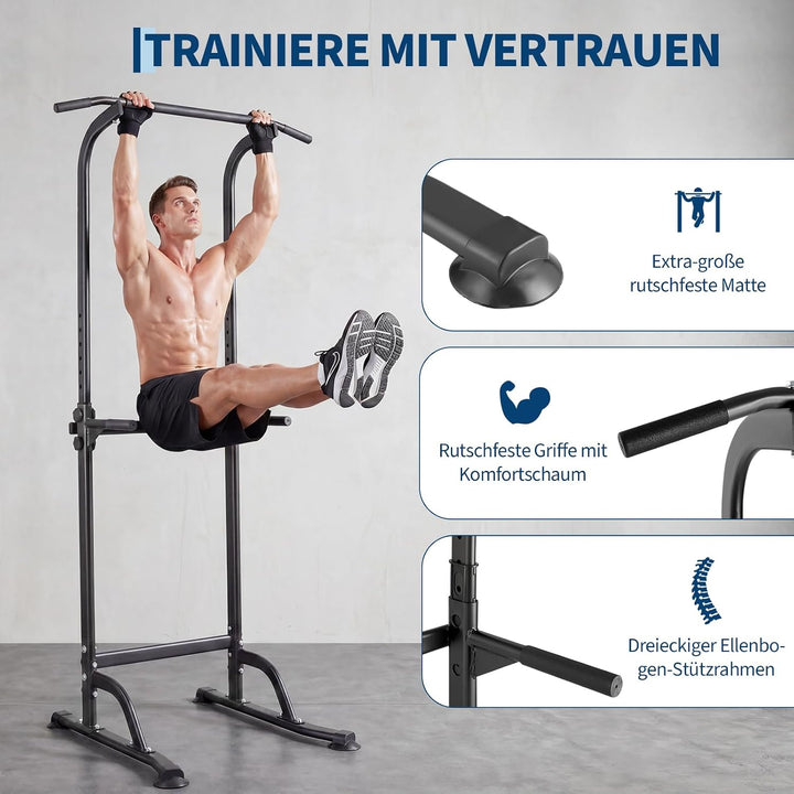 Heimfitness Kraftturm, Dip Station, Verstellbare Klimmzugstange für Ganzkörpertraining Stabiler All-