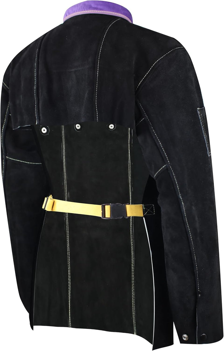Schwarze Schweisserjacke aus Leder - Hochwertige Schutzjacke mit Cape-Ärmeln für ultimativen Schutz