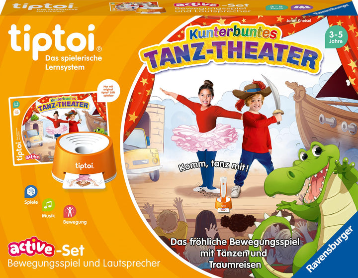 Ravensburger tiptoi Spiel 00122 ACTIVE Set Kunterbuntes Tanz-Theater, Bewegungsspiel ab 3 Jahren