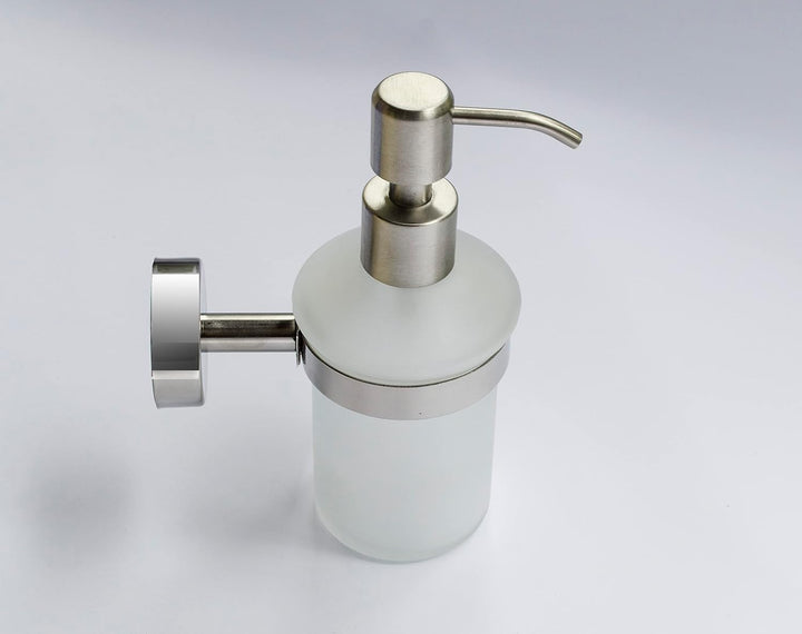 Kapitan Seifenspender mit Edelstahlpumpe und Halter Lotionspenser mattiertem Glas, Wandmontage, Poli