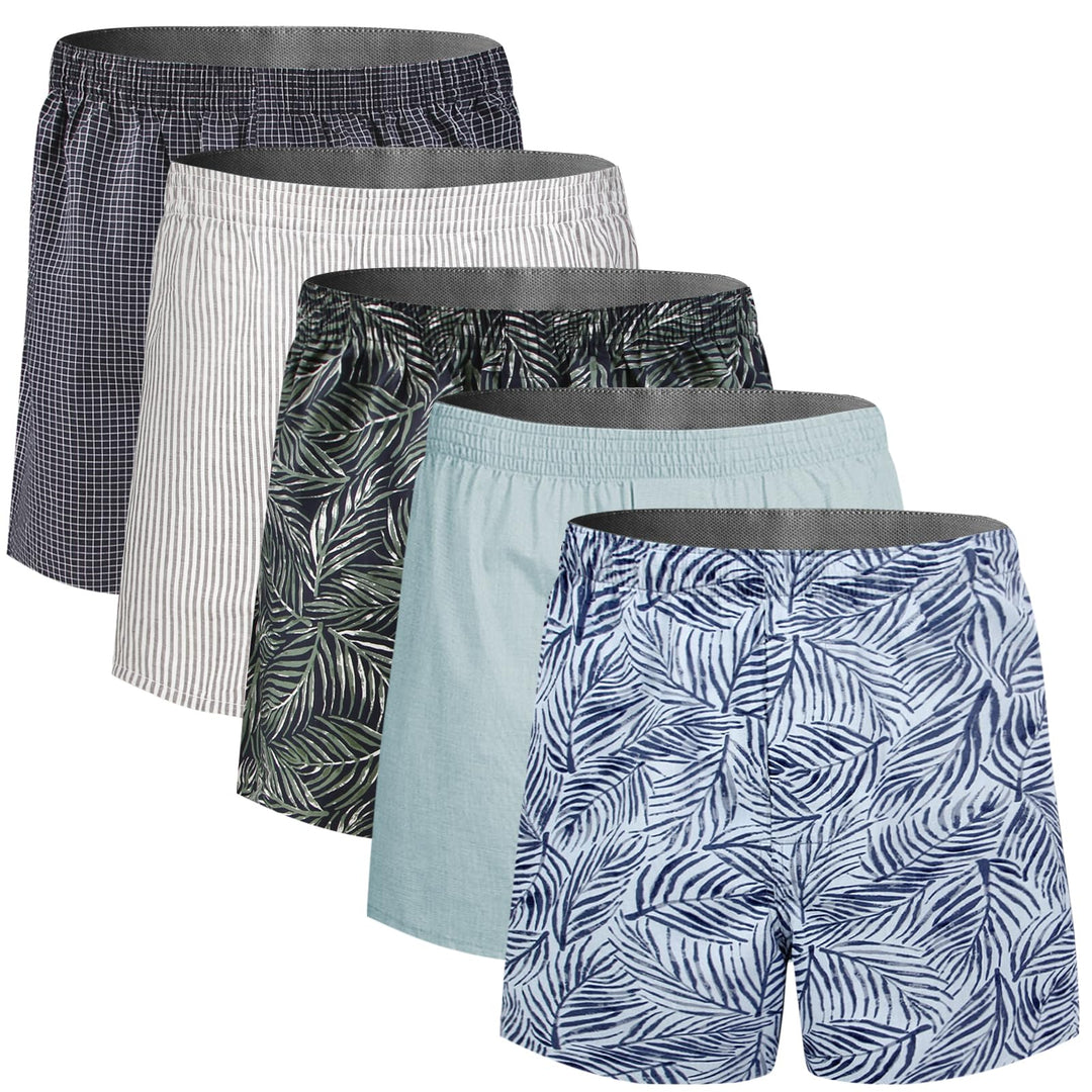 5Mayi Mens Boxers Shorts Multipack Woven Mens Underwear Pack Cotton Plaid Men&