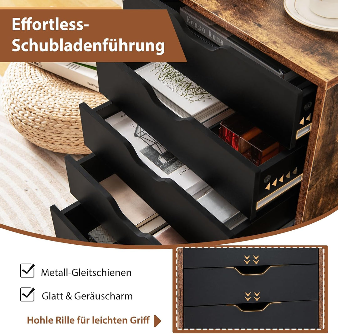 GOPLUS Schubladenschrank mit Rollen, Rollcontainer mit 5 Schubladen, Griffmulden, mobiler Bürocontai