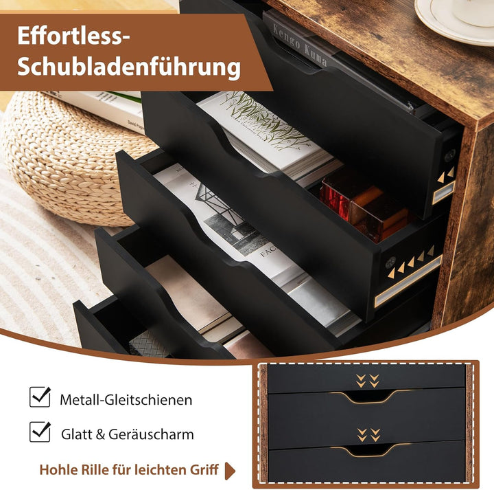 GOPLUS Schubladenschrank mit Rollen, Rollcontainer mit 5 Schubladen, Griffmulden, mobiler Bürocontai