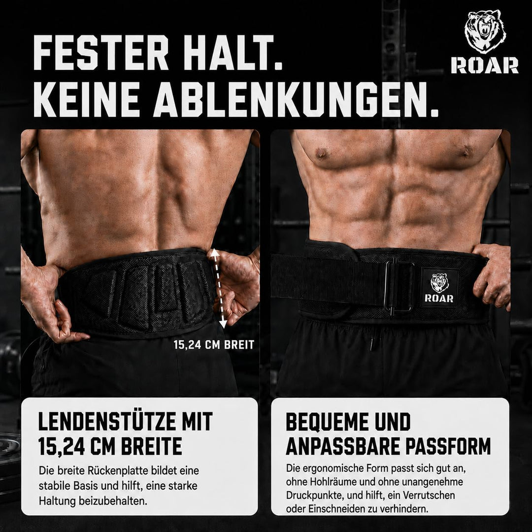 Roar® Gewichthebergürtel Herren und Damen, Lifting Belt for Gym, Powerlifting Gürtel Gewichtheben, W