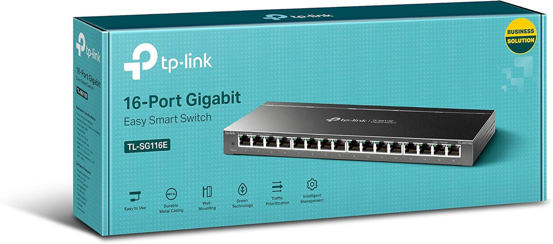 TP-Link TL-SG116E 16-Ports Gigabit Easy Smart Managed Netzwerk Switch(Gigabit-RJ45-Ports, Metallgehä
